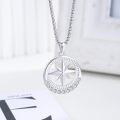 wholesale 925 Sterling Silver  Compass Star Pendant Necklace with Cubic Zirconia Accents-0-2