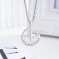 wholesale 925 Sterling Silver  Compass Star Pendant Necklace with Cubic Zirconia Accents-0-2