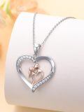wholesale 925 Sterling Silver Heart-Shaped Pendant with Rose Gold Couples Design - Valentine's Day Gift for Her-0-3