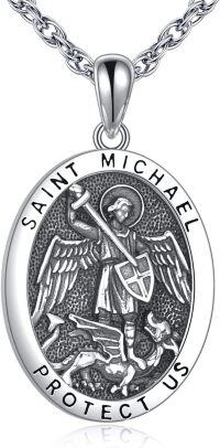 wholesale Sterling Silver St Christopher Medal Travel Protection Pendant Necklace-St. Michael for Men