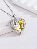 wholesale  Sterling Silver & White Gold Plated Citrine Heart Necklace with Austrian Crystal – Mother Holding Child Pendant, November Birthstone Jewelry Gift for Mom, Wife, Women-0-2
