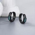 wholesale Black 925 Sterling Silver Turquoise Viking Ankh Hoop Earrings for Men - Father's Day Gift-0-1