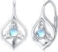 wholesale 925 Sterling Silver Celtic Moonstone & Moss Agate Irish Knot Hypoallergenic Leverback Earrings Gift for Women-0-0