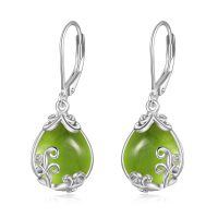 wholesale 925 Sterling Silver Teardrop Earrings Wholesale With Blue Gemstone And Scroll Design-Olivine