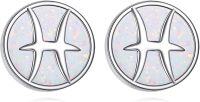 wholesale 925 Sterling Silver Round White Opal Star Constellation Stud Earrings for Women Girls  (Zodiac Sign)-Pisces (2.20-3.20)