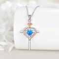 wholesale Sterling Silver Birthstones Rose Cross Heart Crucifix Pendant Necklace for Women-0-41