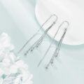 wholesale 925 Sterling Silver Threader Dangle Drop Crystal Earrings for Women-0-4
