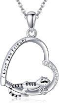wholesale 925 Sterling Silver Lizard Heart Pendant Necklace with Cubic Zirconia Gifts for Women-0-0