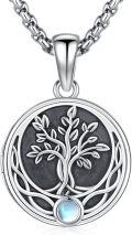 wholesale 925 Sterling Silver Tree of Life Moonstone Pendant Necklace for Women Memory Lockets -0-0