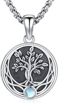 wholesale 925 Sterling Silver Tree of Life Moonstone Pendant Necklace for Women Memory Lockets -A-Tree of Life Necklace