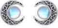 wholesale 925 Sterling Silver Celtic Knot Moonstone Stud Earrings for Women and Men-0-0