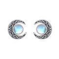 wholesale 925 Sterling Silver Celtic Knot Moonstone Stud Earrings for Women and Men-0-0