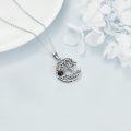 wholesale 925 Sterling Silver 925 Black Onyx Moon Tree of Life Pendant Necklace-0-3