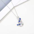 wholesale 925 Sterling Silver Blue Enamel Dragonflies & Butterflies Pendant Necklaces for Women Girls Christian  Ideas-0-4