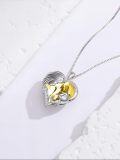 wholesale  Sterling Silver & White Gold Plated Citrine Heart Necklace with Austrian Crystal – Mother Holding Child Pendant, November Birthstone Jewelry Gift for Mom, Wife, Women-0-3