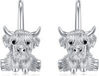 wholesale 925 Sterling Silver Highland Cow Stud Earrings for Women Girls Gifts -05-Highland Cow Earrings