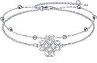 wholesale 925 Sterling Silver Celtic Knot Anklet with Shamrock and Heart Charm for Women-Four Leaf Clover Anklets