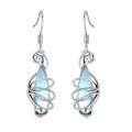 wholesale 925 Sterling Silver Wire Wrapped Blue Moonstone Teardrop Bohemian Drop Earrings for Women-0-0