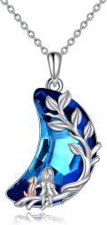 wholesale 925 Sterling Silver Blue Crystal Tree of Life Pendant Necklace for Women-0-0