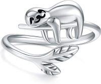 wholesale 925 Sterling Silver Panda Koala Adjustable Open Ring Cute Animal Jewelry Gift for Women Girls-Sloth