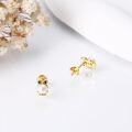 wholesale 14K Gold Pearl Owl Stud Earrings - Animal for Her-0-3