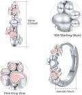 wholesale 925 Sterling Silver Pink Paw Print Huggie Hoop Earrings for Women - Small Animal Lover Gift Ideas-0-3