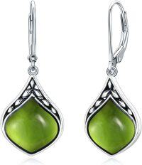 wholesale Sterling Silver Natural Gemstone Vintage Irish Celtic Teardrop Dangle Earrings-Peridot