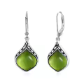 TOUPOP Sterling Silver Natural Gemstone Vintage Irish Celtic Teardrop Dangle Earrings-0-0