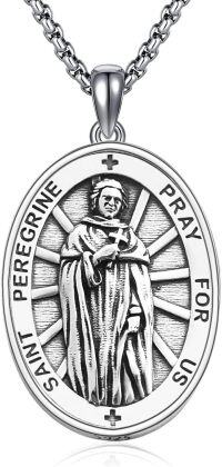 wholesale 925 Sterling Silver St Peregrine Medal Prayer for Us Pendant Necklace-16a-St Peregrine-16a-St Peregrine
