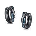 wholesale Black Ceramic & Crystal 925 Sterling Silver Hoop Earrings 15mm - Hypoallergenic  for Women and Men-0-0