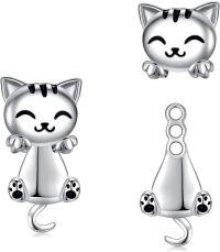 wholesale 925 Sterling Silver Hypoallergenic Cute Kitty Cat Stud Earrings for Sensitive Ears-Cat