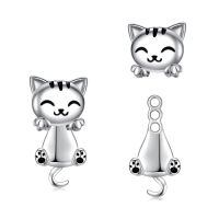 wholesale 925 Sterling Silver Hypoallergenic Cute Kitty Cat Stud Earrings for Sensitive Ears-Cat