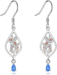 wholesale 925 Sterling Silver Daisy Rose Flower Drop Dangle Earrings Birthflower Jewelry Gift for Women Girls-12-December-Holly