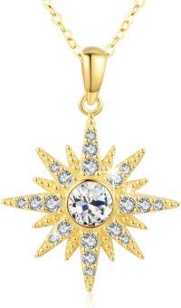 wholesale Sterling Silver Gold Plated Opal Moonstone Birthstone Starburst Necklace for Women-April Stone