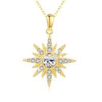 wholesale 925 Sterling Silver Sunburst Pendant With Opal And Cubic Zirconia-April Stone