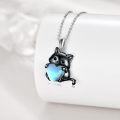 wholesale 925 Sterling Silver Heart-Shaped Blue Stone Cat Pendant Necklace for Women-0-8