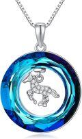 wholesale TOUPOP Horse Gifts Sterling Silver Horse Pendant Necklace With Blue Circle Crystal Birthday Christmas Jewelry Gifts For Women -0-0