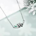 wholesale 925 Sterling Silver Green Crystal Panda Charm Necklace-0-3
