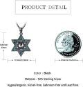 wholesale 925 Sterling Silver & Black Turquoise Star of David Yin Yang Pendant Necklace Judaica Gift for Her-0-3