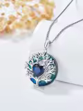 TOUPOP Sterling Silver Sapphire Tree Of Life Heart Pendant Necklace-0-4