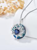 TOUPOP Sterling Silver Sapphire Tree Of Life Heart Pendant Necklace-0-4
