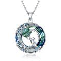 TOUPOP Sterling Silver Blue Crystal Cat On The Moon Pendant Necklace-0-0