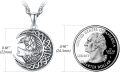 wholesale 925 Sterling Silver Moon & Wolf Pendant Necklace w/ Celtic Knots and Gemstone - Gifts for Her-0-2