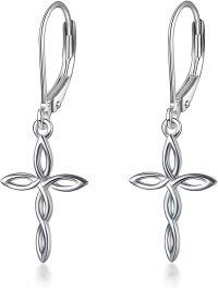 wholesale 925 Sterling Silver Celtic Knot Cross Leverback Drop Earrings-A-Celtic Cross Leverback Earrings