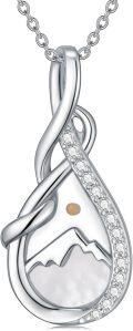 wholesale 925 Sterling Silver Teardrop Mountain Pendant with Cubic Zirconia Accents and Yellow Stone Centerpiece Necklace for Women-0-0