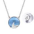 wholesale 925 Sterling Silver Blue Crystal Mermaid Tail Inspirational Quote Locket Necklace Gifts for Her-0-0