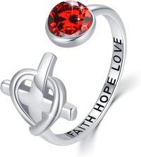 wholesale 925 Sterling Silver Christian Cross Dainty Open Wrap Stacking Ring for Women-02-Red