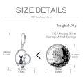 wholesale 925 Sterling Silver Crescent Moon & Black Cat Starry Night Dangle Earrings-0-4
