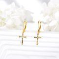 wholesale 14K Gold Religious Cross Dangle Earrings - Christian Baptism Communion Gift for Women-0-3