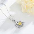 wholesale 925 Sterling Silver Heart-Shaped Celtic Knot Cross with Yellow Sunflower Pendant Necklace for Women's s-0-2